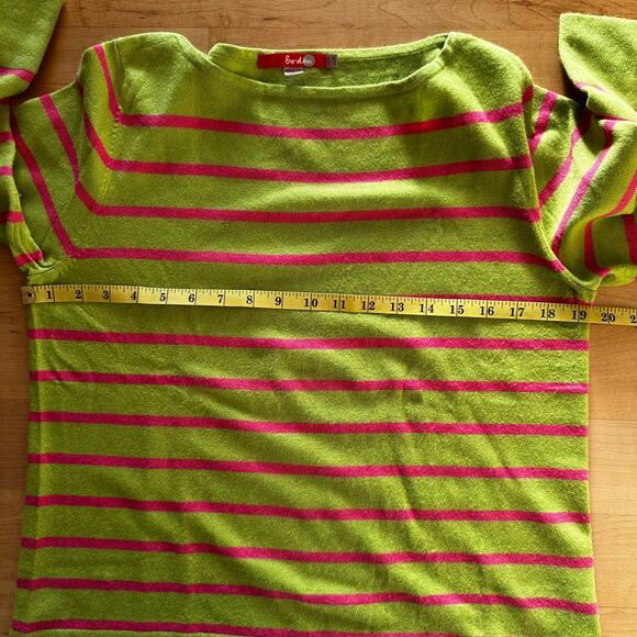 Boden Cashmere Sweater Striped Boat Neck Green Pink Size 10 Cozy Preppy Nautical - Picture 7 of 10